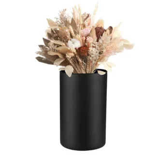 Matowy wazon, czarny pojemnik dekoracyjny Fleur 21.5 cm