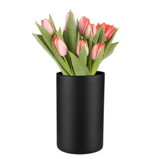 Matowy wazon, czarny pojemnik dekoracyjny Fleur 21.5 cm