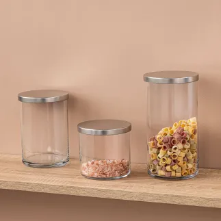 Szklany pojemnik z metalowym deklem Tidy 15 cm