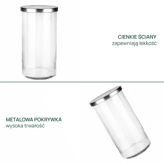 Szklane pojemniki do przechowywania z pokrywką Inga 3 x 1385 ml