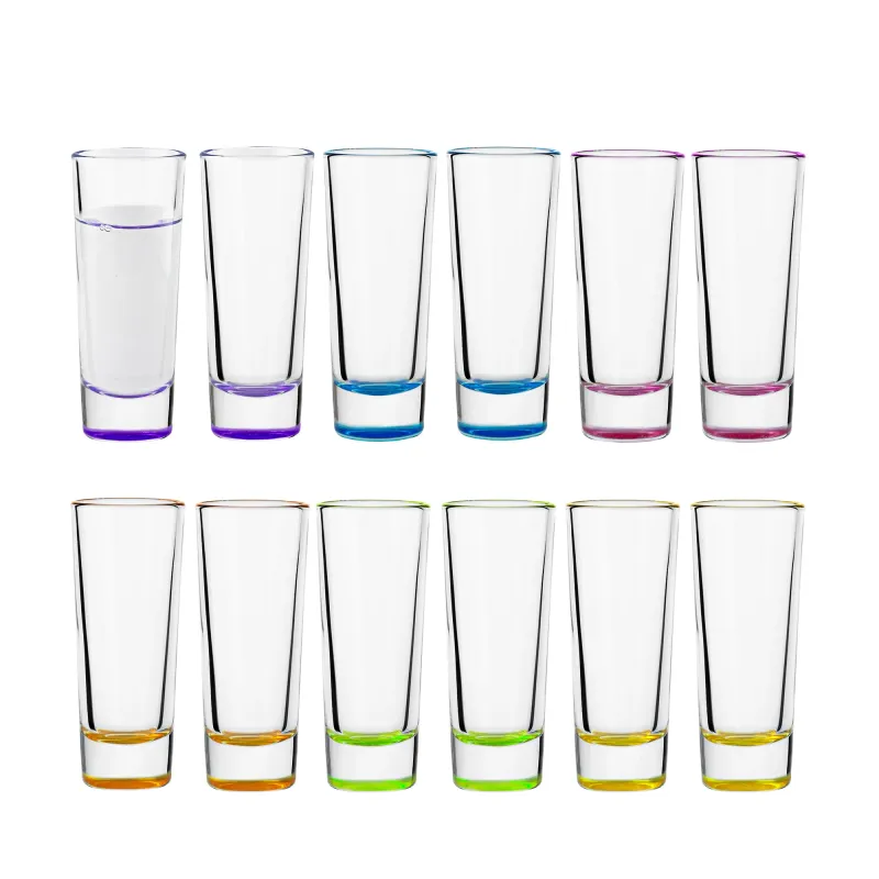 Kieliszki do shotów i wódki z kolorowym dnem Lenah Rainbow Blast 12 x 65 ml