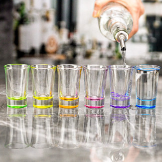 Kieliszki do shotów i wódki z kolorowym dnem Lexi Rainbow Blast 6 x 40 ml